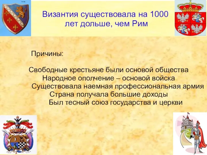 Причины: Свободные крестьяне были основой общества Народное ополчение – основой