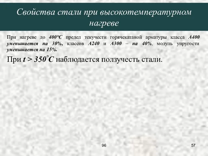 При нагреве до 400°С предел текучести горячекатаной арматуры класса А400