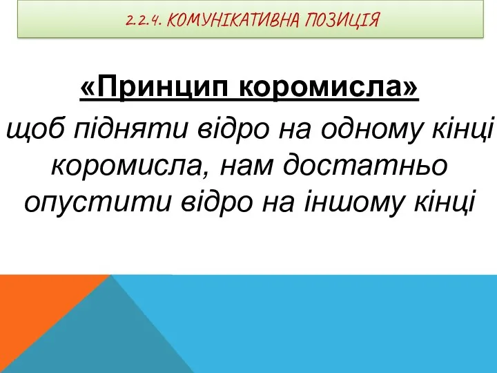 2.2.4. КОМУНІКАТИВНА ПОЗИЦІЯ «Принцип коромисла» щоб підняти відро на одному