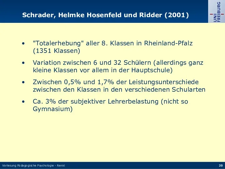 Vorlesung Pädagogische Psychologie - Renkl Schrader, Helmke Hosenfeld und Ridder
