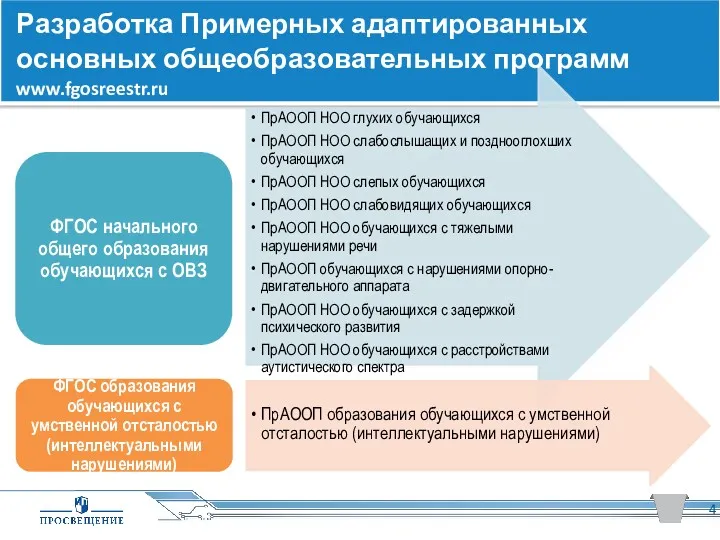 Разработка Примерных адаптированных основных общеобразовательных программ www.fgosreestr.ru