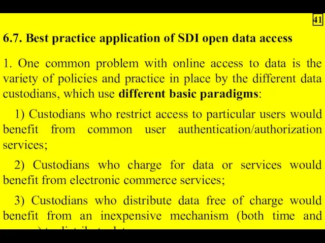 6.7. Best practice application of SDI open data access 1.