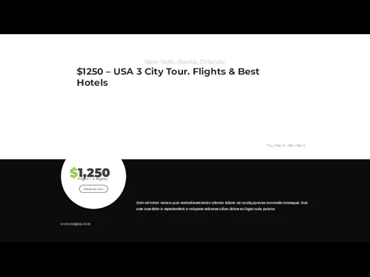 $1250 – USA 3 City Tour. Flights & Best Hotels