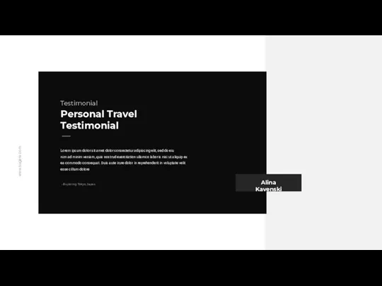 Personal Travel Testimonial Testimonial Alina Kavenski Lorem ipsum dolor sit