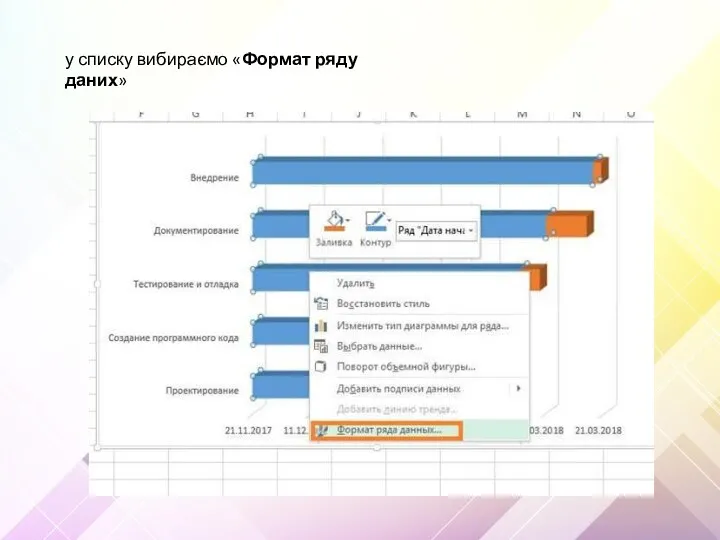 у списку вибираємо «Формат ряду даних»