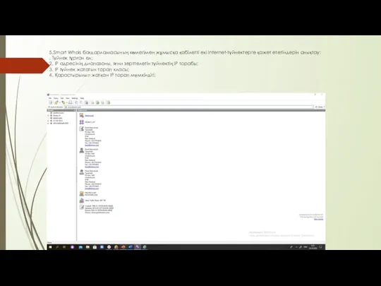 5.Smart Whois бағдарламасының көмегімен жұмысқа қабілетті екі Internet-түйнектерге қажет ететіндерін