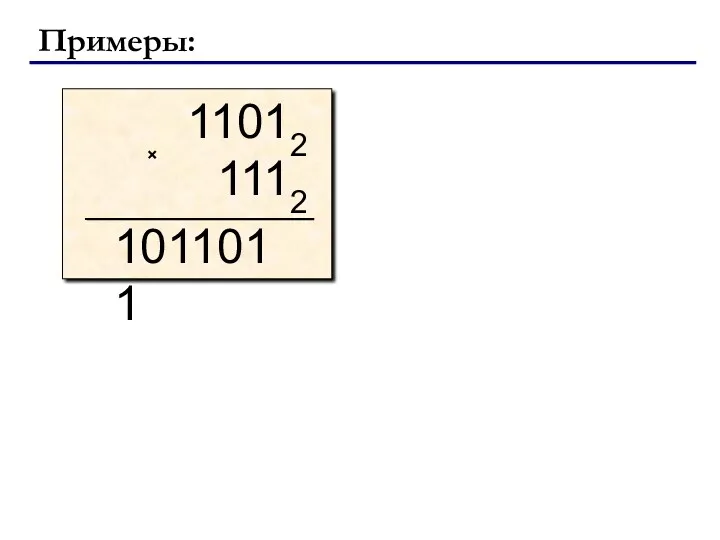 Примеры: × 1011011