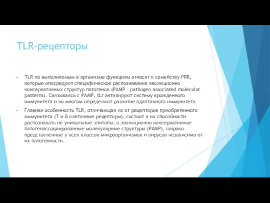 TLR-рецепторы ТLR по выполняемым в организме функциям относят к семейству