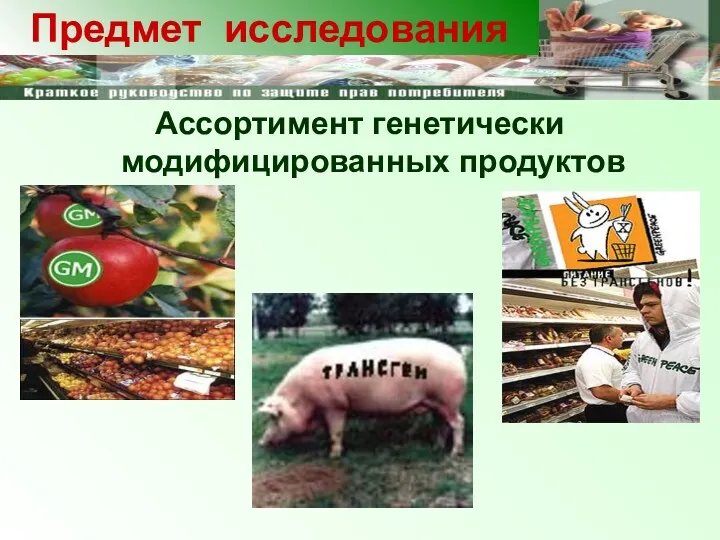 Ассортимент генетически модифицированных продуктов