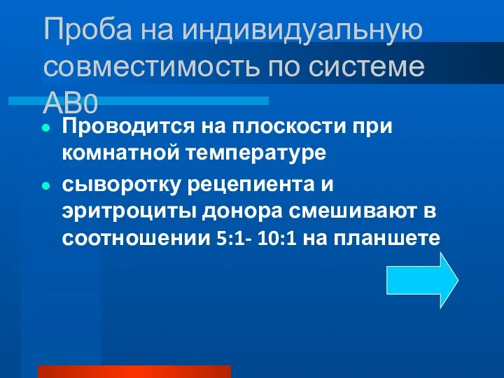 Проба на индивидуальную совместимость по системе АВ0 Проводится на плоскости