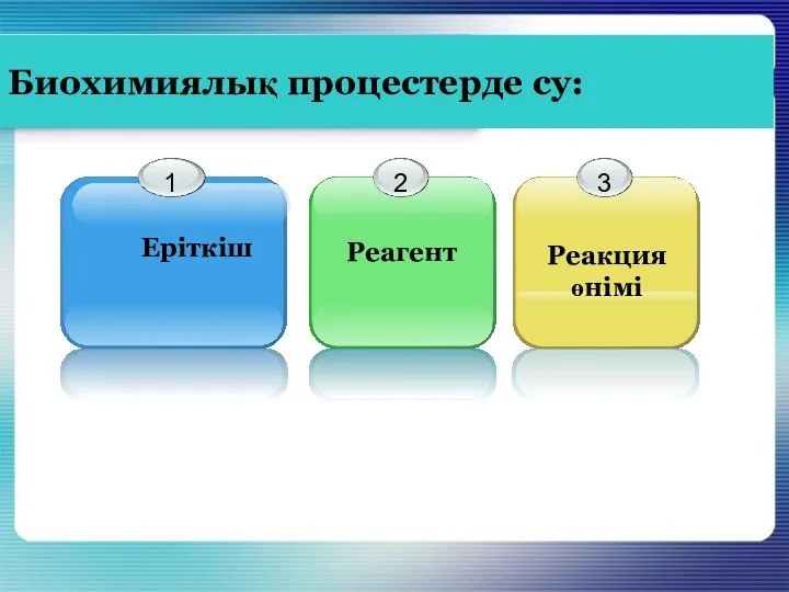 Биохимиялық процестерде су: Реагент