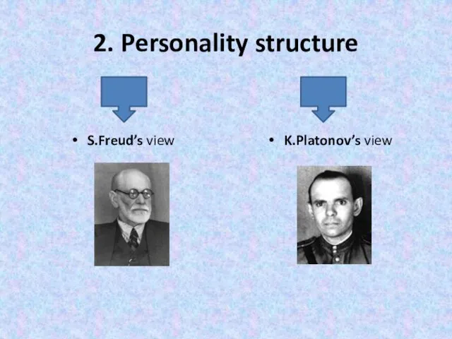 2. Personality structure S.Freud’s view K.Platonov’s view