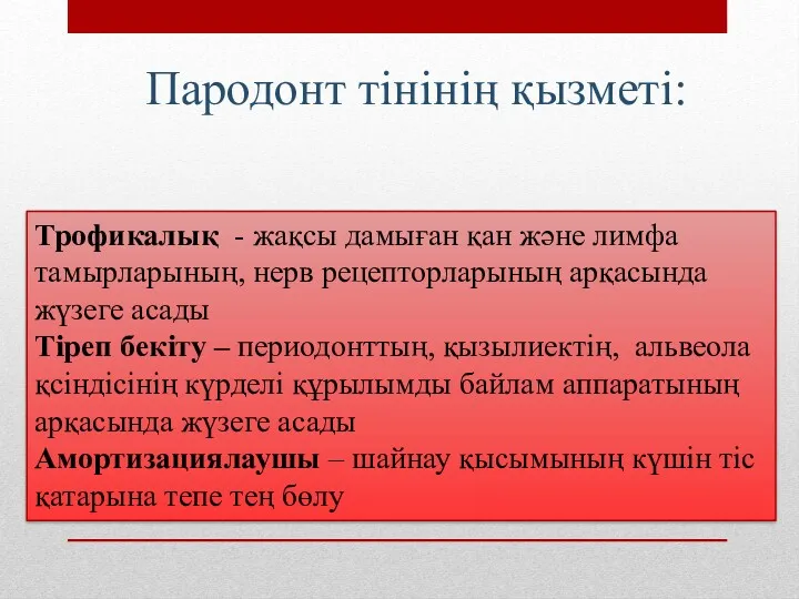 Трофикалық - жақсы дамыған қан және лимфа тамырларының, нерв рецепторларының