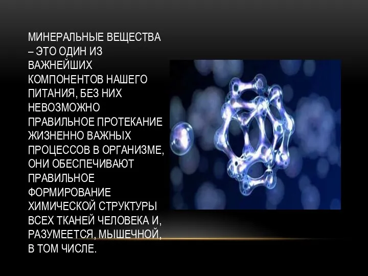 МИНЕРАЛЬНЫЕ ВЕЩЕСТВА – ЭТО ОДИН ИЗ ВАЖНЕЙШИХ КОМПОНЕНТОВ НАШЕГО ПИТАНИЯ,