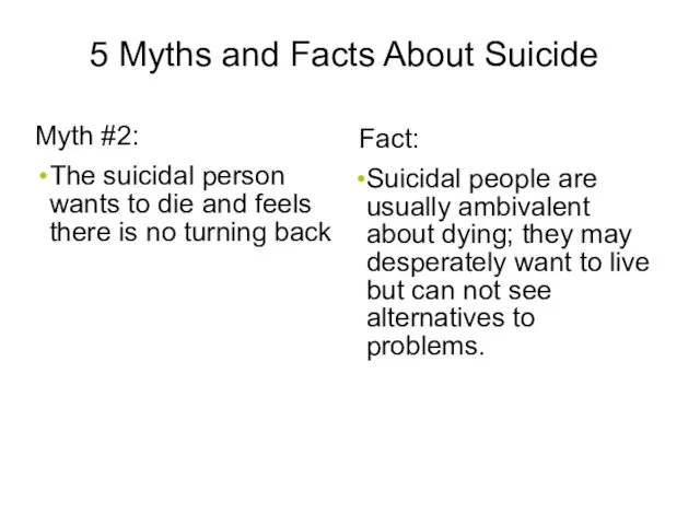 5 Myths and Facts About Suicide Myth #2: The suicidal