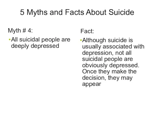 5 Myths and Facts About Suicide Myth # 4: All