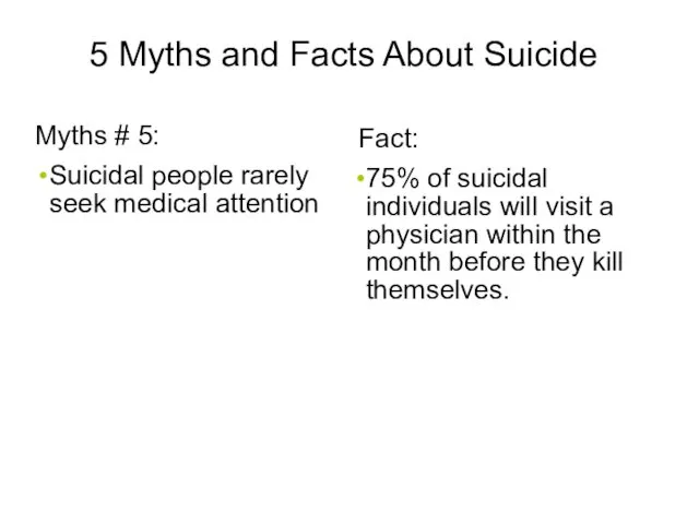 5 Myths and Facts About Suicide Myths # 5: Suicidal