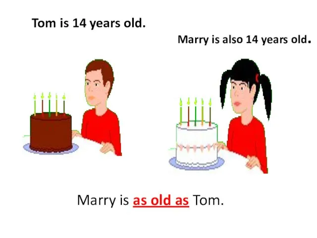 Tom is 14 years old. Marry is as old as