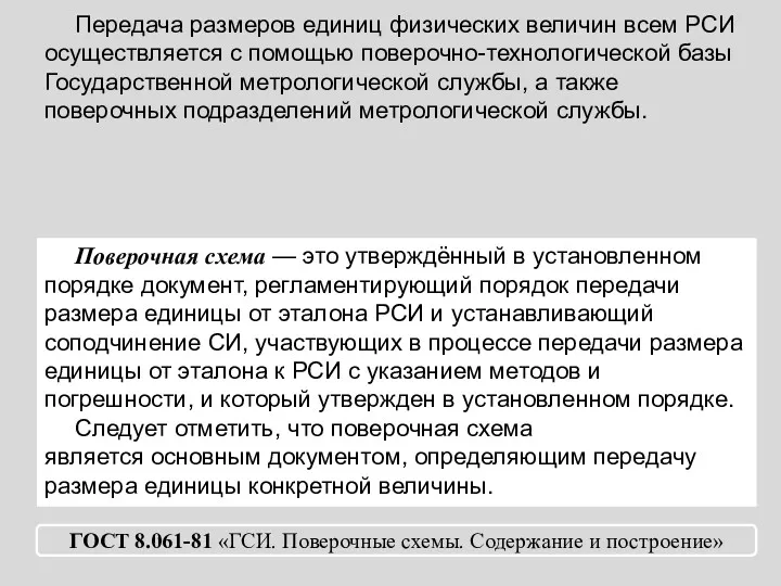 ГОСТ 8.061-81 «ГСИ. Поверочные схемы. Содержание и построение» Поверочная схема