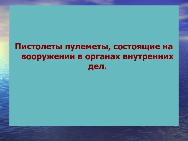 Пистолеты пулеметы, состоящие на вооружении в органах внутренних дел.