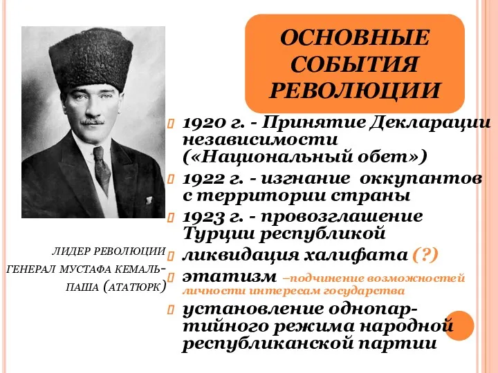 лидер революции генерал мустафа кемаль-паша (ататюрк) 1920 г. - Принятие