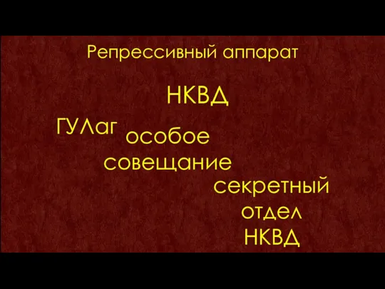 Репрессивный аппарат ГУЛаг НКВД особое совещание секретный отдел НКВД