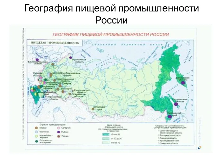 География пищевой промышленности России