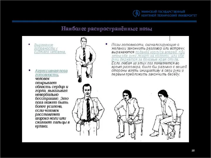 Наиболее распространённые позы