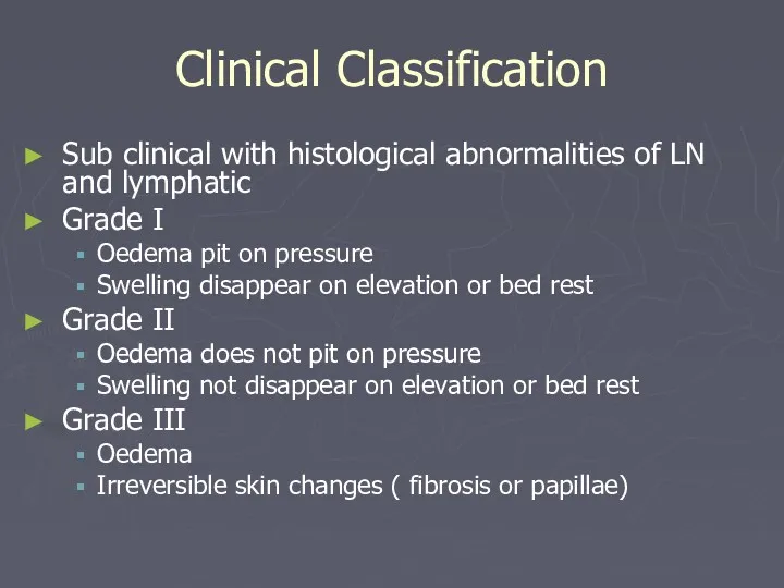 Clinical Classification Sub clinical with histological abnormalities of LN and