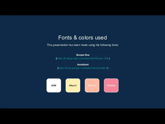 Fonts & colors used This presentation has been made using