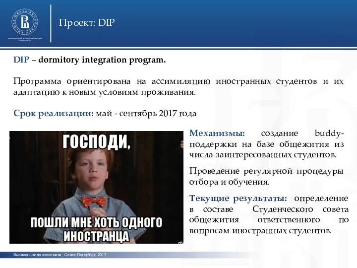 Высшая школа экономики, Санкт-Петербург, 2017 Проект: DIP фото фото DIP – dormitory integration