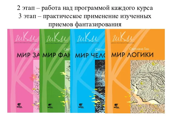 2 этап – работа над программой каждого курса 3 этап – практическое применение изученных приемов фантазирования