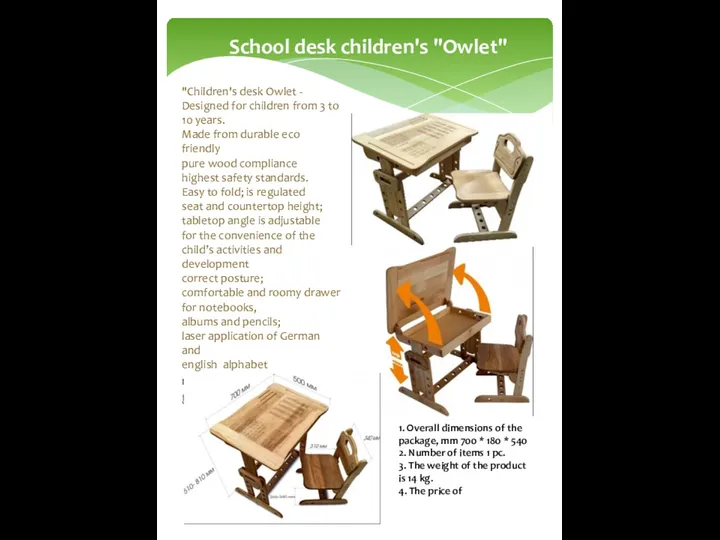 "Children's desk Owlet - Designed for children from 3 to