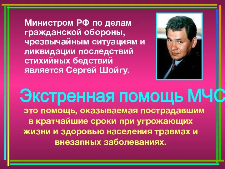 Министром РФ по делам гражданской обороны, чрезвычайным ситуациям и ликвидации