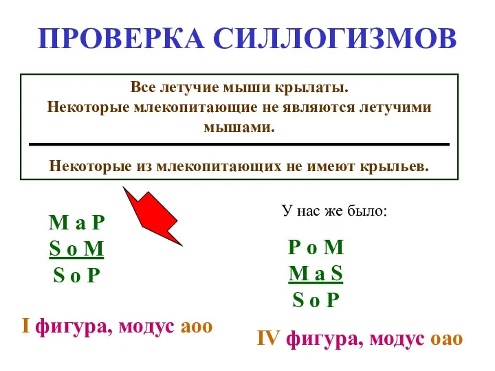 ПРОВЕРКА СИЛЛОГИЗМОВ Все летучие мыши крылаты. Некоторые млекопитающие не являются