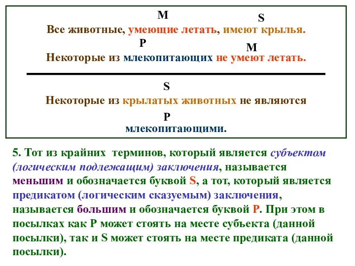 5. Тот из крайних терминов, который является субъектом (логическим подлежащим)