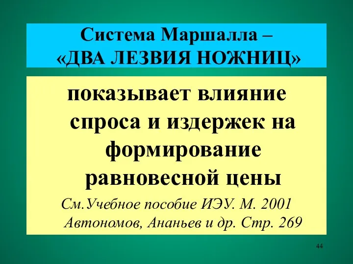 Система Маршалла – «ДВА ЛЕЗВИЯ НОЖНИЦ» показывает влияние спроса и