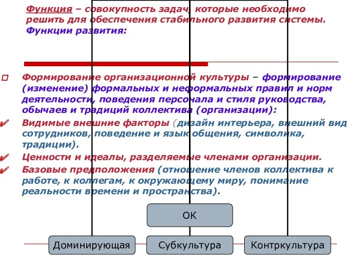 Функция – совокупность задач, которые необходимо решить для обеспечения стабильного