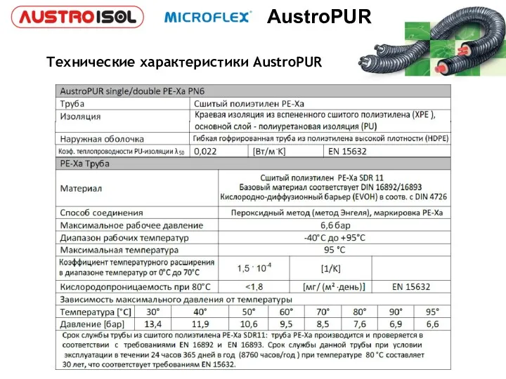 Технические характеристики AustroPUR