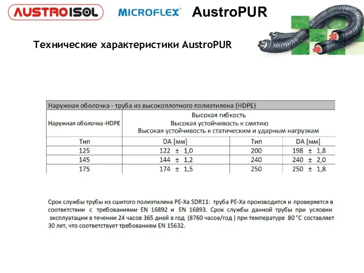 Технические характеристики AustroPUR