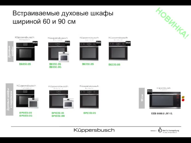 Встраиваемые духовые шкафы шириной 60 и 90 см A+ B6850.0S