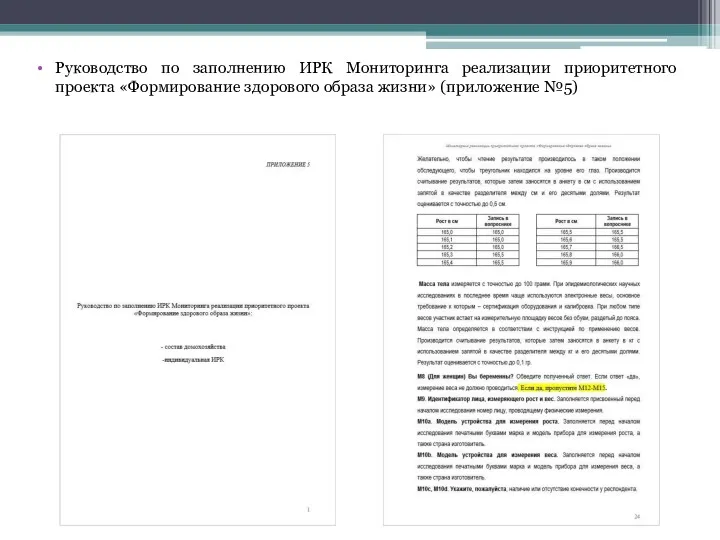 Руководство по заполнению ИРК Мониторинга реализации приоритетного проекта «Формирование здорового образа жизни» (приложение №5)