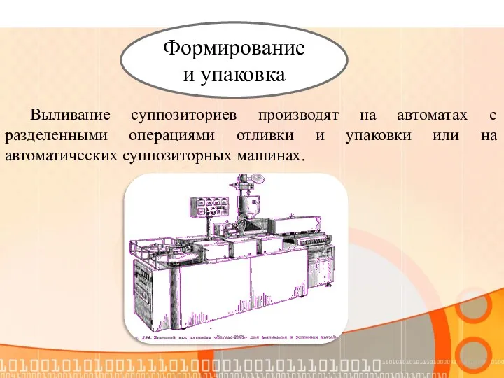 Формирование и упаковка Выливание суппозиториев производят на автоматах с разделенными