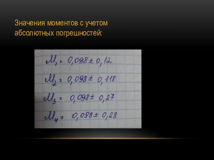 Значения моментов с учетом абсолютных погрешностей: