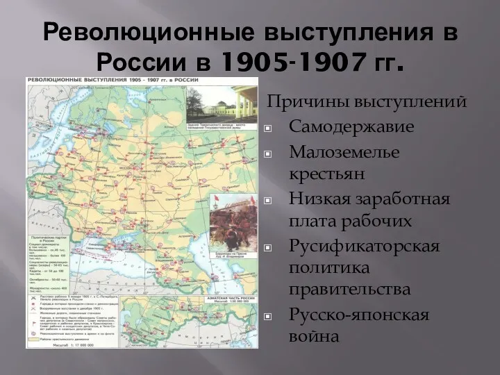 Революционные выступления в России в 1905-1907 гг. Причины выступлений Самодержавие