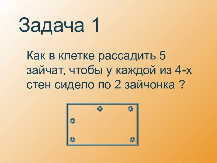 Задача 1 Как в клетке рассадить 5 зайчат, чтобы у