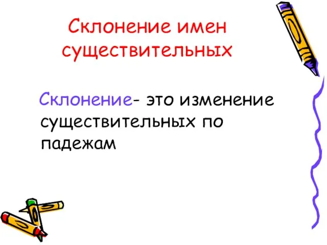 Склонение имен существительных Склонение- это изменение существительных по падежам