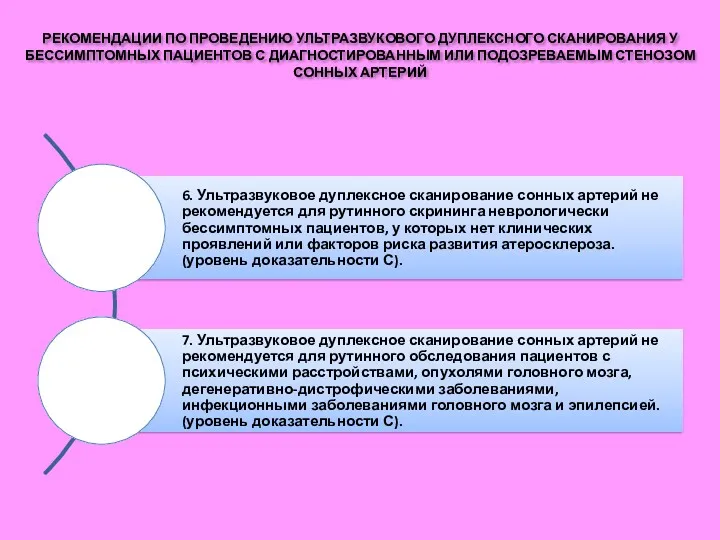 РЕКОМЕНДАЦИИ ПО ПРОВЕДЕНИЮ УЛЬТРАЗВУКОВОГО ДУПЛЕКСНОГО СКАНИРОВАНИЯ У БЕССИМПТОМНЫХ ПАЦИЕНТОВ С ДИАГНОСТИРОВАННЫМ ИЛИ ПОДОЗРЕВАЕМЫМ СТЕНОЗОМ СОННЫХ АРТЕРИЙ