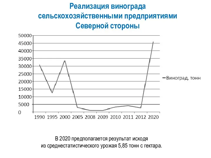 Реализация винограда сельскохозяйственными предприятиями Северной стороны В 2020 предполагается результат