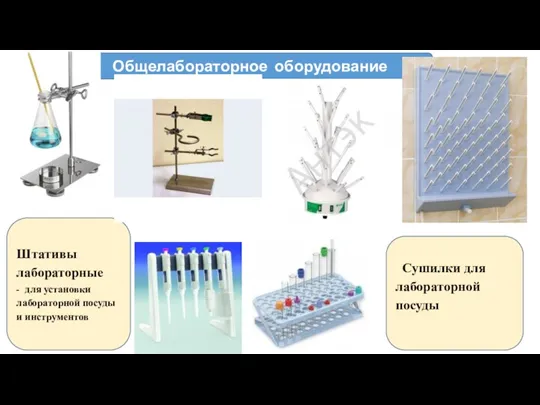 Штативы лабораторные - для установки лабораторной посуды и инструментов Сушилки для лабораторной посуды Общелабораторное оборудование